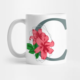 Stylized typography with capital letter C isolated monogram and floral decoration Mug